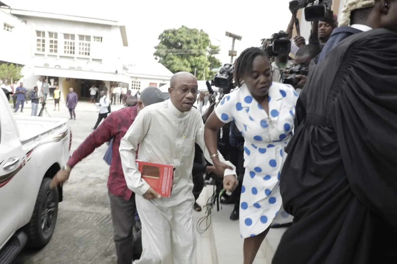 Godwin Emefiele: Suspended CBN Gov. Arrives Court For Trial - SilverbirdTV