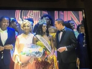 Miss Universe Nigeria, Chidinma Adetshina with Senator Ben-Murray Bruce and Minister of Culture and Creative Economy, Hannatu Musawa