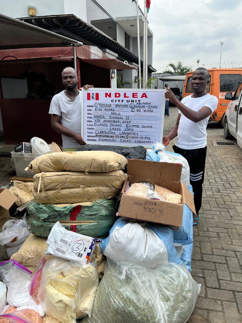 Saudi-Bound Drug Kingpin Arrested at Lagos Airport, NDLEA Dismantles Massive Lekki Cocaine Lab